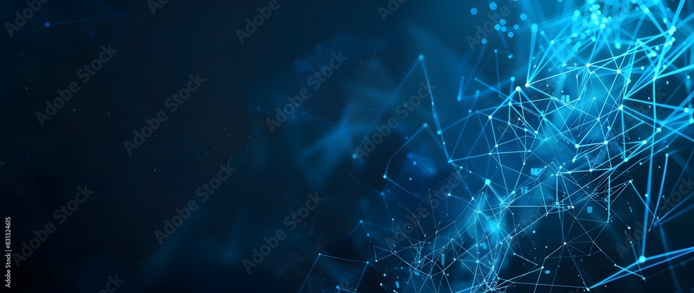 Abstract Blue Background with Network Connections and Polygonal Lines Abstract Blue Background with Network Connections and Polygonal Lines