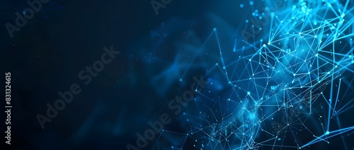 Abstract Blue Background with Network Connections and Polygonal Lines