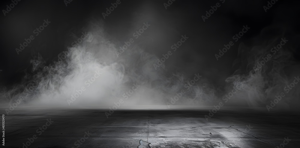 Abstract Dark Background with Smoke and Mist for Product Presentation Abstract Dark Background with Smoke and Mist for Product Presentation