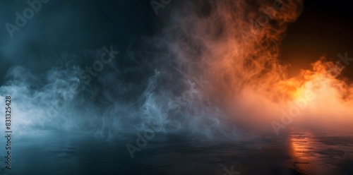 Dark Abstract Background with Smoke and Mist