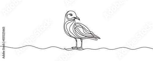 One line drawing of a seagull. Continuous line drawing graphic illustration vector.