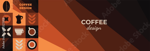 Vector drawing elements coffee banner poster flyer template for text design coffee coffee tones