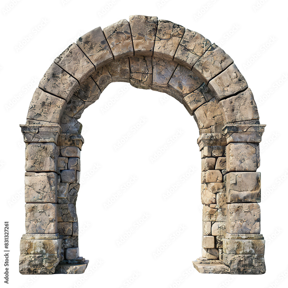 Ancient stone archway with weathered stones, cut out Ancient stone archway with weathered stones, cut out
