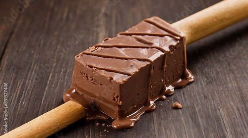 A close up of a cup of chocolate ice cream with a silver spoon in it.

 photo