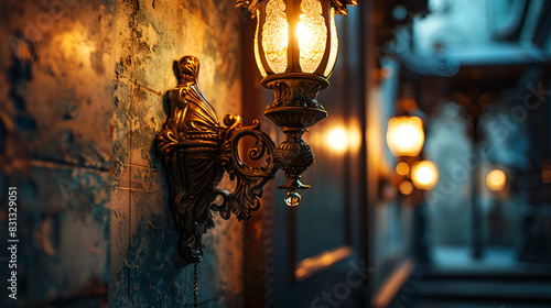 Ornate lanterns in art nouveau style,Amazing and classy Abstract AI Generated illustration photo