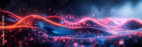 Website banner the cutting-edge realm of digital technology captivating dark abstract background with glowing waves shiny moving lines design.