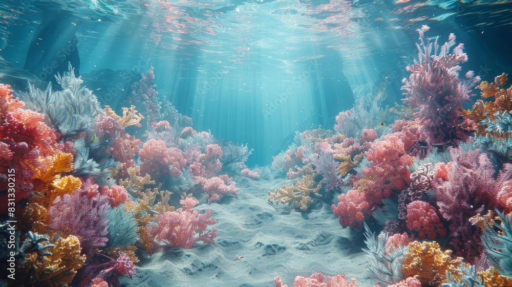 Fototapeta premium Underwater world. Coral reef and fishes in Red sea at Egypt