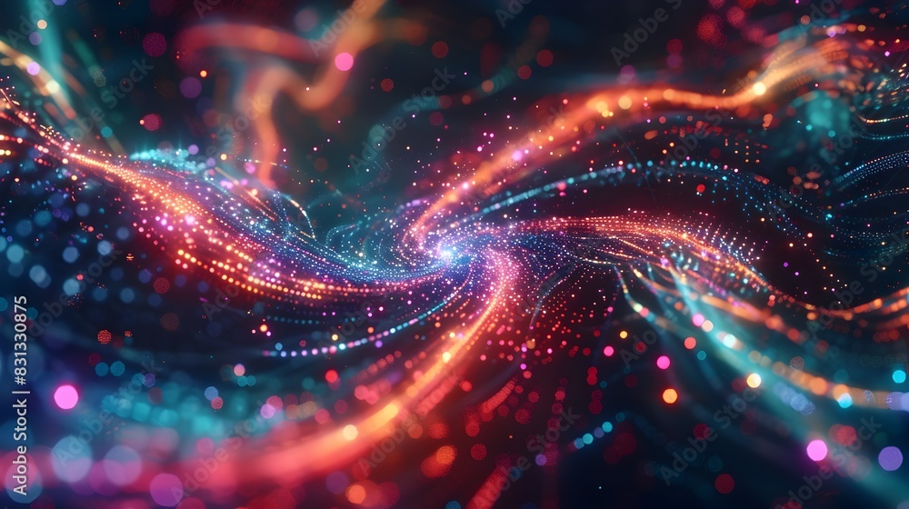 Surreal Digital Landscape with Swirling Data Streams Iridescent Particles and Holographic Portals Surreal Digital Landscape with Swirling Data Streams Iridescent Particles and Holographic Portals
