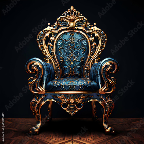 chair decorative elaborate illustration of an ornate black baground ai generated,