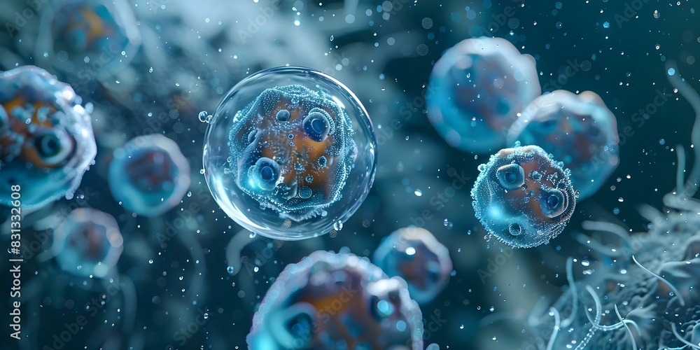 Harnessing the Immune System with Immunotherapy: A Microscopic View of Floating Viruses Fighting Diseases like Cancer. Concept Immunotherapy, Cancer Treatment, Viral Infections, Disease Prevention Harnessing the Immune System with Immunotherapy: A Microscopic View of Floating Viruses Fighting Diseases like Cancer. Concept Immunotherapy, Cancer Treatment, Viral Infections, Disease Prevention