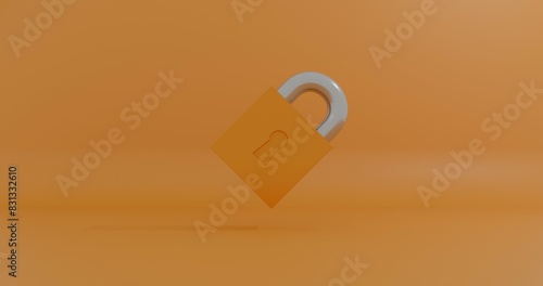 Locked padlock icon 3d rendered 