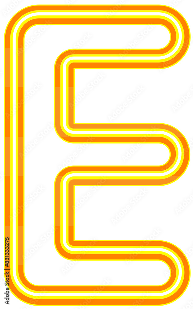 Vector bright yellow and orange neon light alphabet font typography design-E Vector bright yellow and orange neon light alphabet font typography design-E