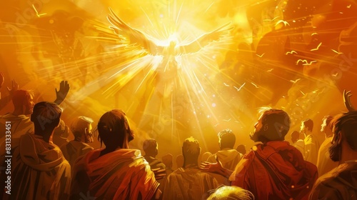 pentecost the descent of the holy spirit on the apostles digital religious illustration