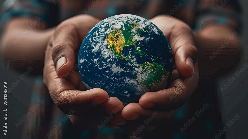 planet earth held in human hands on black background aigenerated environmental conservation concept planet earth held in human hands on black background aigenerated environmental conservation concept