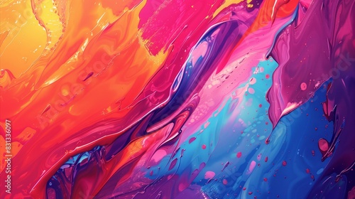 Vibrant Abstract Painting with Bold Colors and Dynamic Brushstrokes