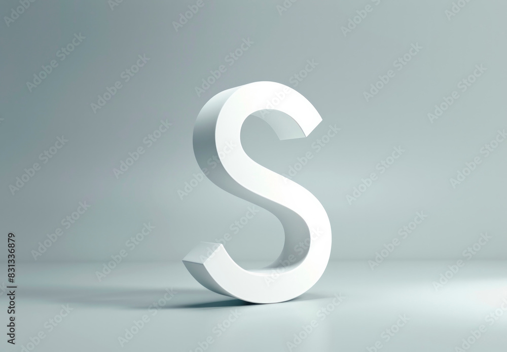 Large White Letter S On Light Grey Background in Studio Setting During Daytime Large White Letter S On Light Grey Background in Studio Setting During Daytime