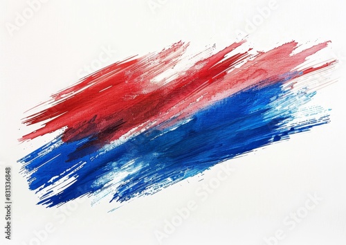 A simple, handdrawn brush stroke of the Russian flag on a white background Generative AI photo