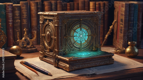 Within the Study of Secrets, ancient tomes and mystical artifacts hold ages past knowledge, guarded by wards and traps, Generative AI