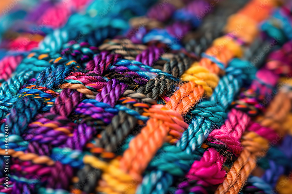 Close up of multicolored woven fabric