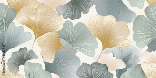 Elegant Ginkgo Leaf Pattern in Soft Pastel Colors for Stylish Backgrounds