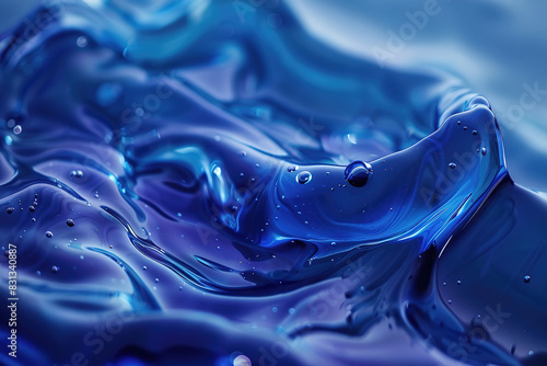 Close up of blue water surface with bubbles photo