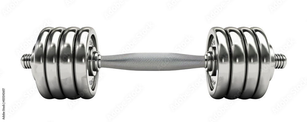 High-quality image of a chrome adjustable dumbbell with multiple weight plates on each side, ideal for strength training and fitness routines. High-quality image of a chrome adjustable dumbbell with multiple weight plates on each side, ideal for strength training and fitness routines.