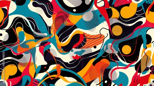 Vibrant Abstract Art with Bold Colors and Dynamic Patterns