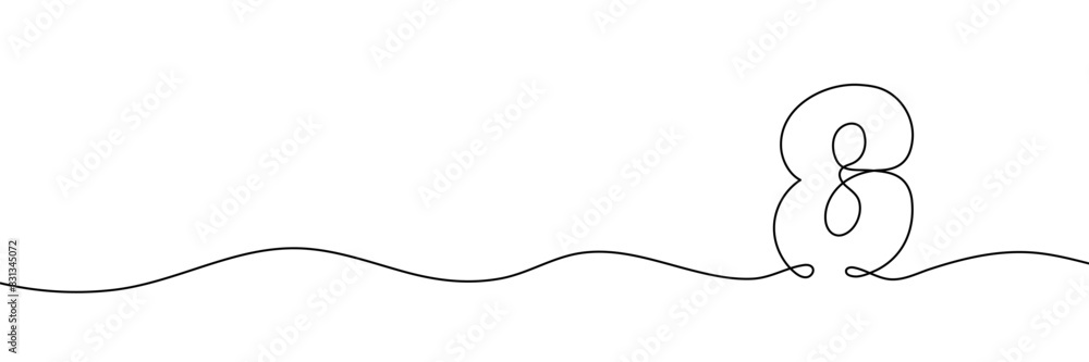 Number 8 is drawn by continuous line drawing. Editable line. Vector illustration Number 8 is drawn by continuous line drawing. Editable line. Vector illustration