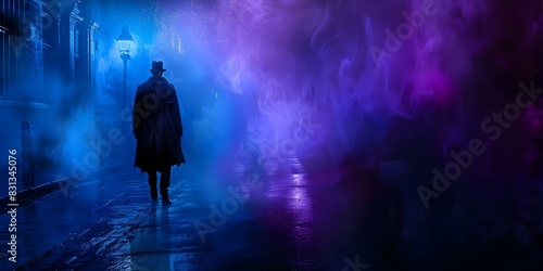 Shadowy figure in tattered coat vanishes into city night shrouded in mystery. Concept City Night, Shadowy Figure, Mystery, Vanishing Act, Tattered Coat © Ян Заболотний