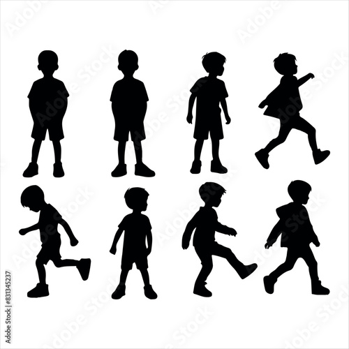 playful kids silhoute