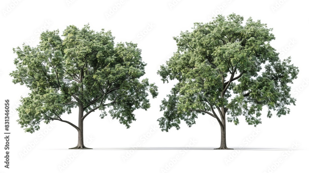 Obraz premium hyperrealistic shagbark hickory trees isolated on white background detailed png file