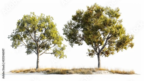 hyperrealistic shagbark hickory trees isolated on white background detailed png file photo