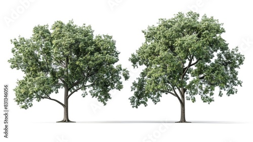 hyperrealistic shagbark hickory trees isolated on white background detailed png file