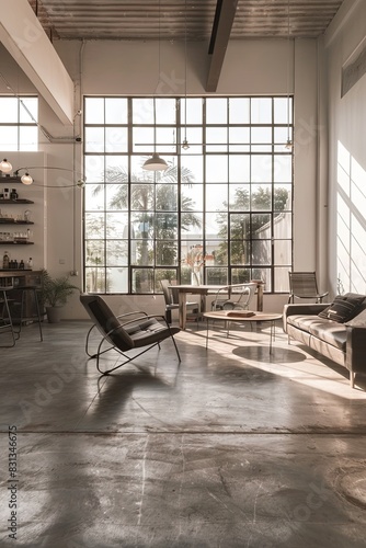 chic minimalist living room with an industrial edge photo