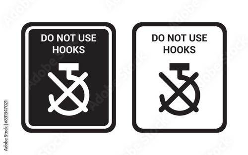 Do not use hook sign vector. No hook icon set. Product shipping hook instruction packaging mark icon symbol vector, packaging mark icon symbol vector