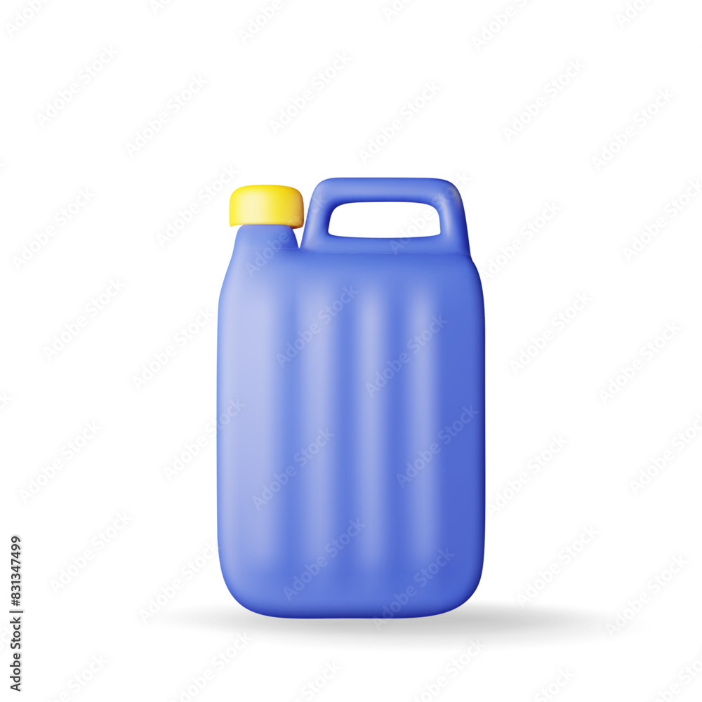 3D bottle with liquid detergent isolated. Render canister icon with cleaner or dishwashing. Plastic bottle with dispenser for cleaning products. Vector illustration 3D bottle with liquid detergent isolated. Render canister icon with cleaner or dishwashing. Plastic bottle with dispenser for cleaning products. Vector illustration