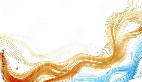  Abstract line art background with wave border in PNG format.