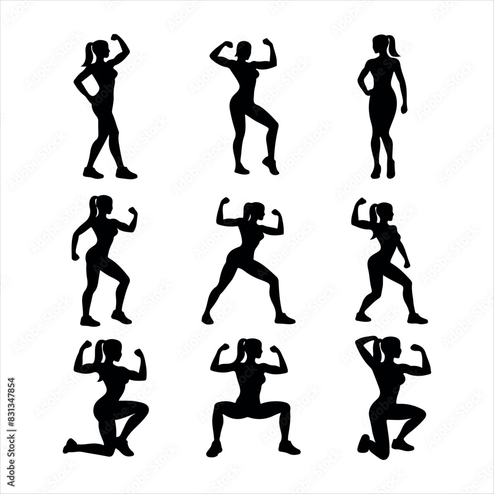 strong woman in various poses strong woman in various poses
