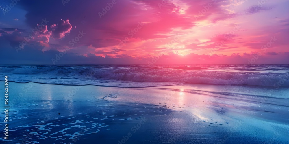 Serene Beach Sunrise with Gentle Hues Ideal for Inspirational Quotes or Marketing. Concept Beach Sunrise, Gentle Hues, Inspirational Quotes, Marketing, Serenity