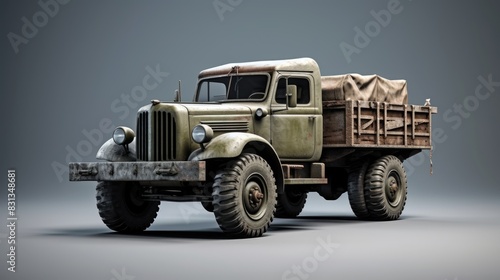 Old military truck isolated 