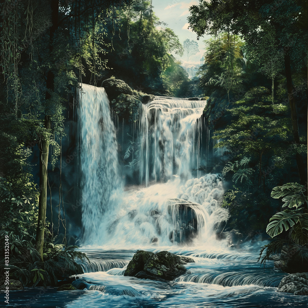 Naklejka premium 滝と川