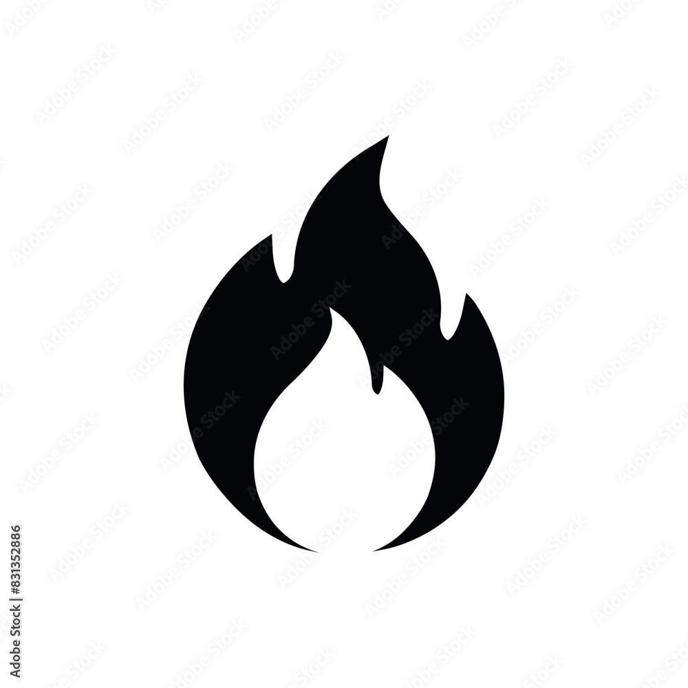 Black Fire Icon Vector Design Concept. Flammable, Flame Symbol Flat Icon on White Background. Black Fire Icon Vector Design Concept. Flammable, Flame Symbol Flat Icon on White Background.