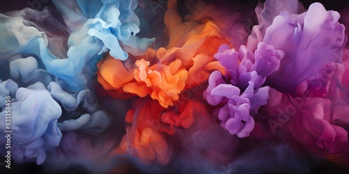 Swirling pigments create mesmerizing scene that captivates viewers with ethereal beauty. Concept Ethereal Art, Swirling Pigments, Mesmerizing Scene, Colorful Beauty