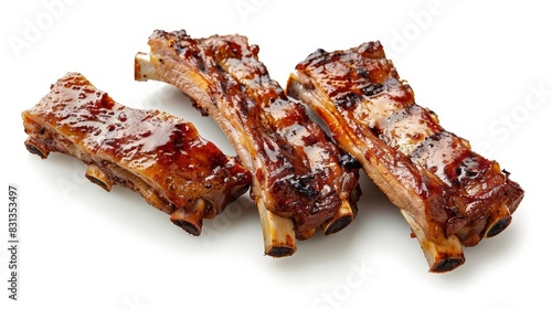mouthwatering grilled pork ribs isolated on white background food photography photo