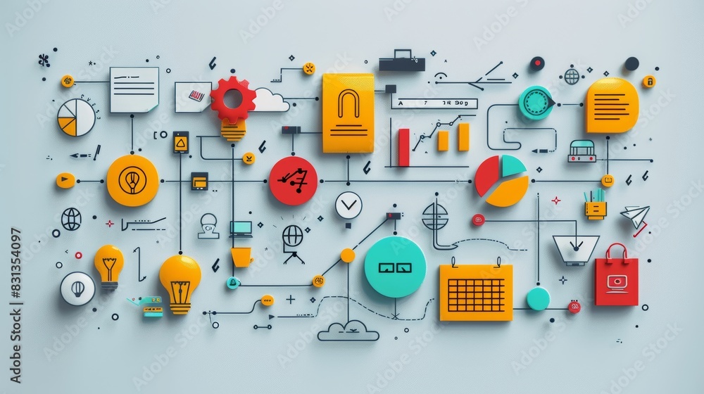 An artistic interpretation of a business plan, with a flowchart showing the various stages of development and implementation, surrounded by inspirational quotes and images. An artistic interpretation of a business plan, with a flowchart showing the various stages of development and implementation, surrounded by inspirational quotes and images.