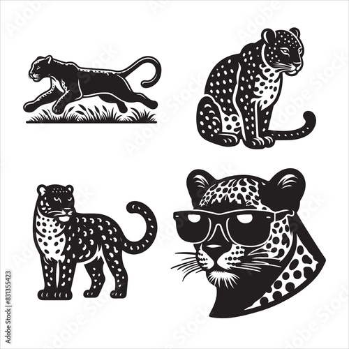 Amur Leopard silhouette vector icon graphic logo ai generated design photo