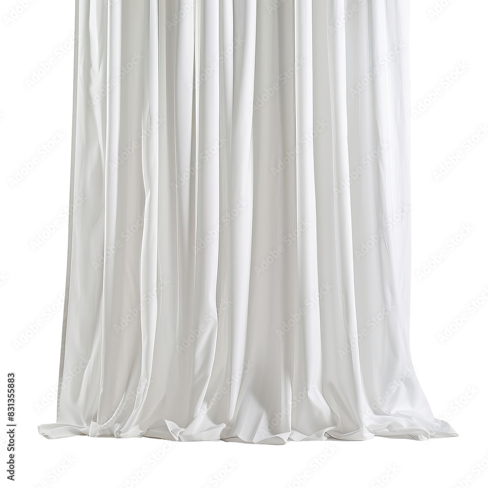 white fabric curtain with subtle folds, isolated white background, transparent background white fabric curtain with subtle folds, isolated white background, transparent background