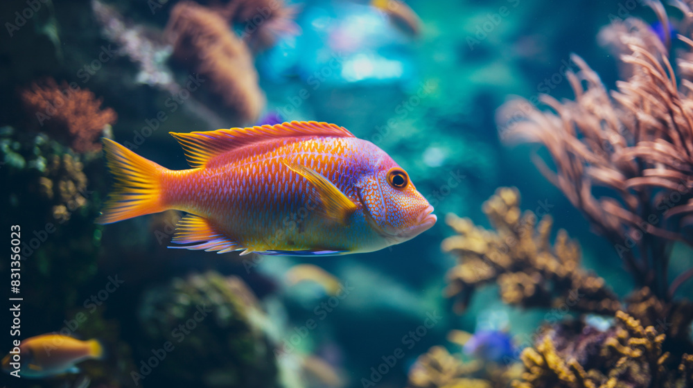 Colorful Tropical Fish Swimming in Aquarium Colorful Tropical Fish Swimming in Aquarium