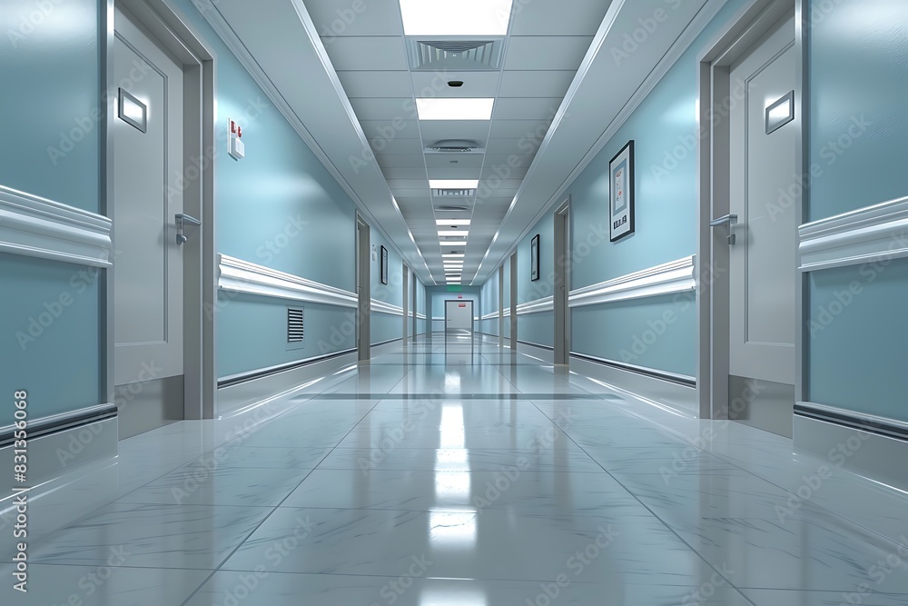 Hospital Floor Interior, empty hospital corridor