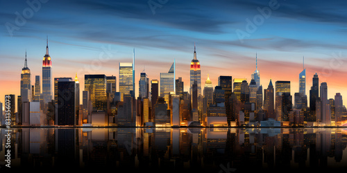 New York city view skyline at late evening 